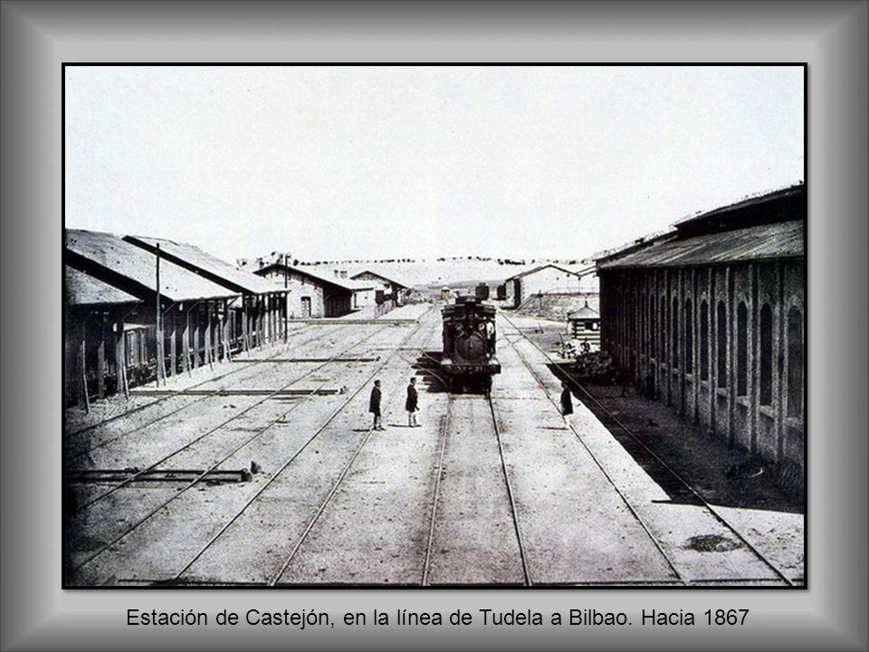 Estación de Castejón, en la línea de Tudela a Bilbao. Hacia 1867
