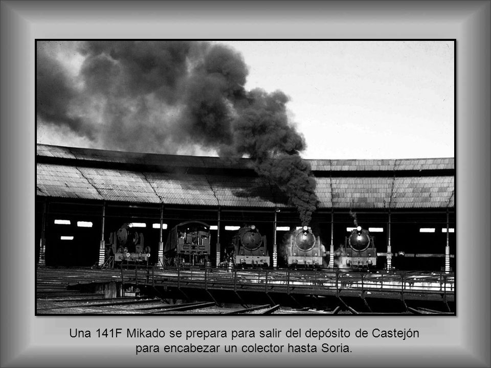 Una 141F Mikado se prepara para salir del depósito de Castejón para encabezar un colector hasta Soria.