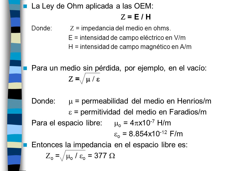 La Ley de Ohm aplicada a las OEM: Z = E / H