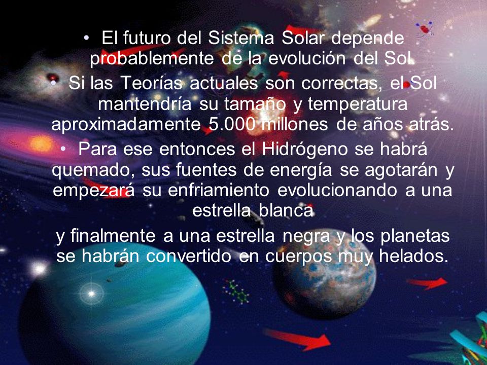 El futuro del Sistema Solar depende probablemente de la evolución del Sol.