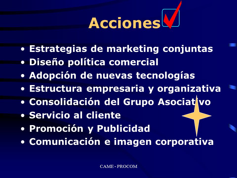 Acciones Estrategias de marketing conjuntas Diseño política comercial