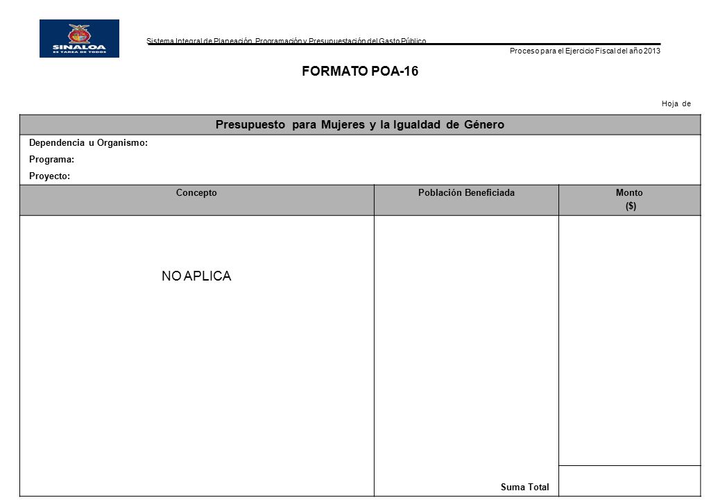 Presupuesto para Mujeres y la Igualdad de Género Población Beneficiada