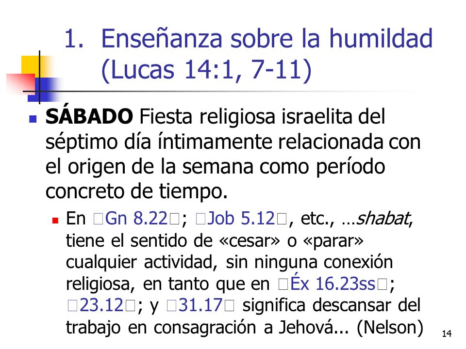 Enseñanza sobre la humildad (Lucas 14:1, 7-11)
