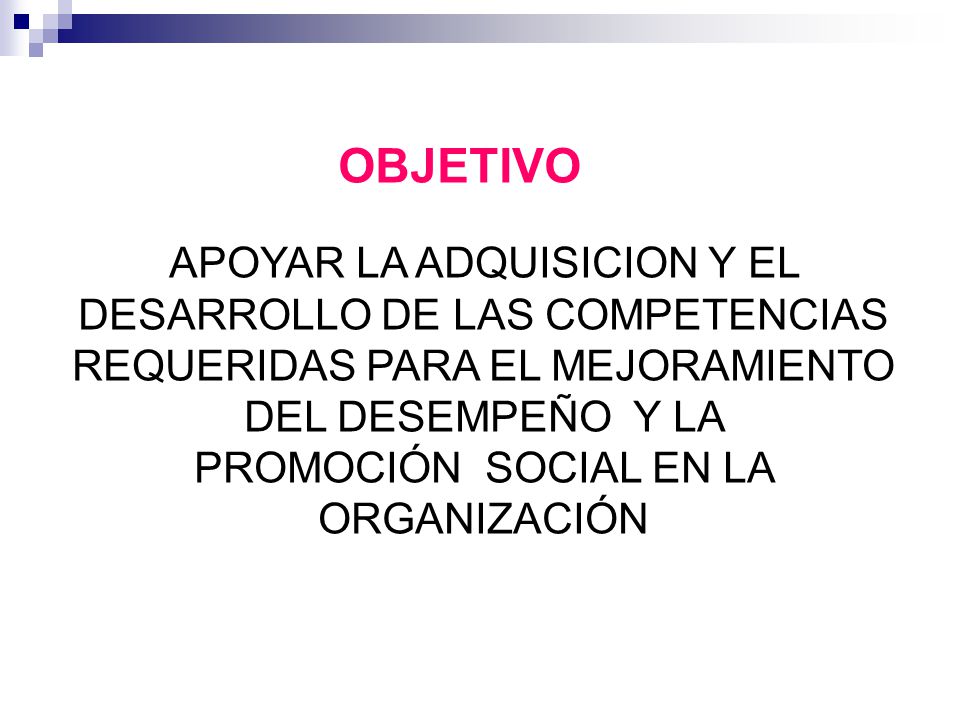 OBJETIVO APOYAR LA ADQUISICION Y EL DESARROLLO DE LAS COMPETENCIAS