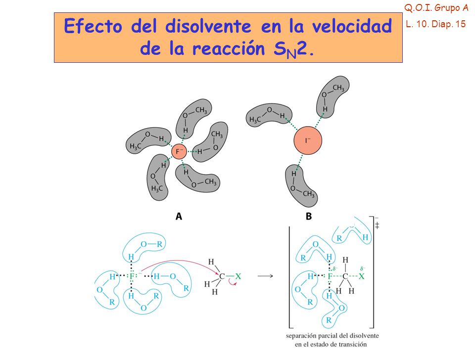 Efecto del disolvente en la velocidad de la reacción SN2.