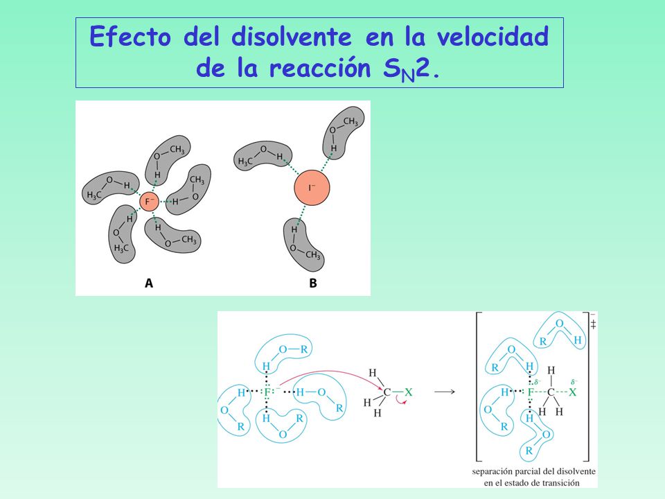 Efecto del disolvente en la velocidad de la reacción SN2.