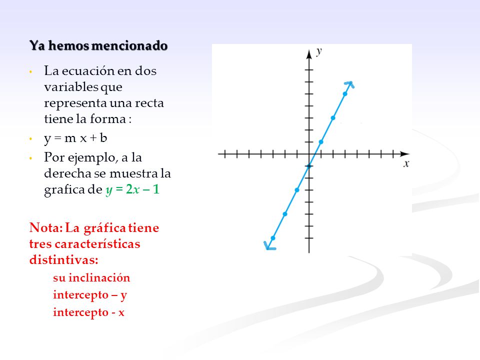 La ecuación en dos variables que representa una recta tiene la forma :