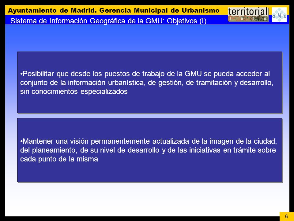Sistema de Información Geográfica de la GMU: Objetivos (I)