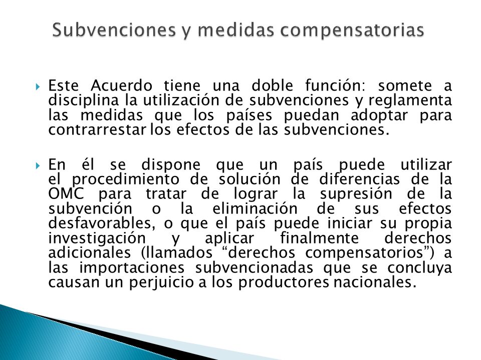 Subvenciones y medidas compensatorias