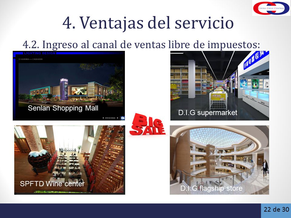 4. Ventajas del servicio 4.2. Ingreso al canal de ventas libre de impuestos: Senlan Shopping Mall.
