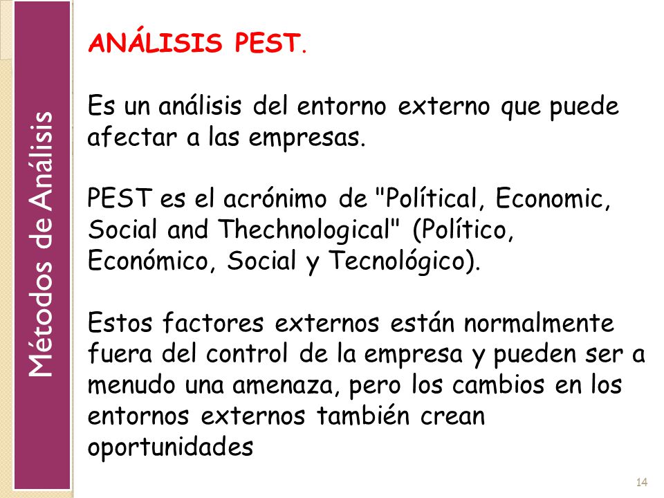 Métodos de Análisis ANÁLISIS PEST.