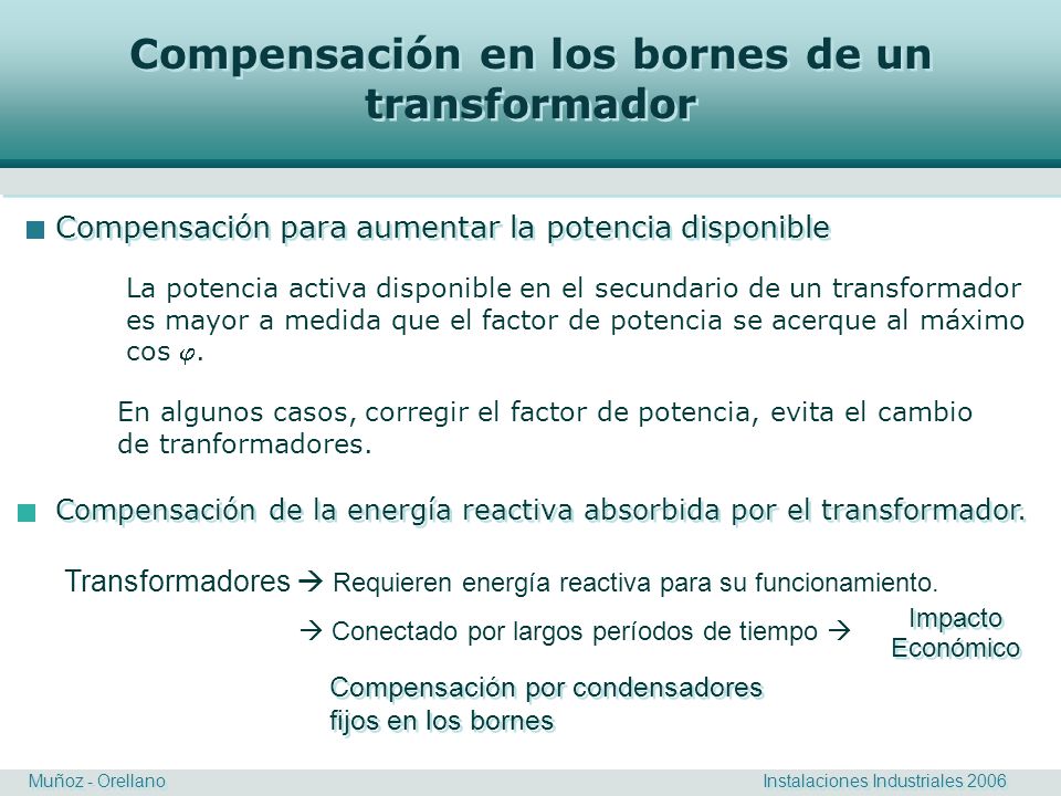 Compensación en los bornes de un transformador