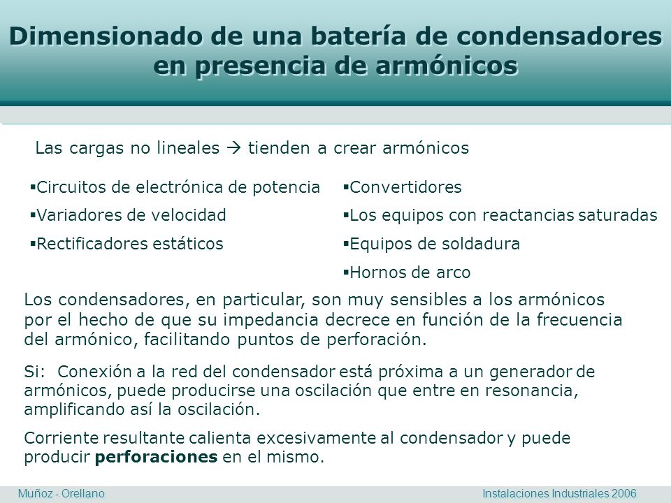Dimensionado de una batería de condensadores en presencia de armónicos