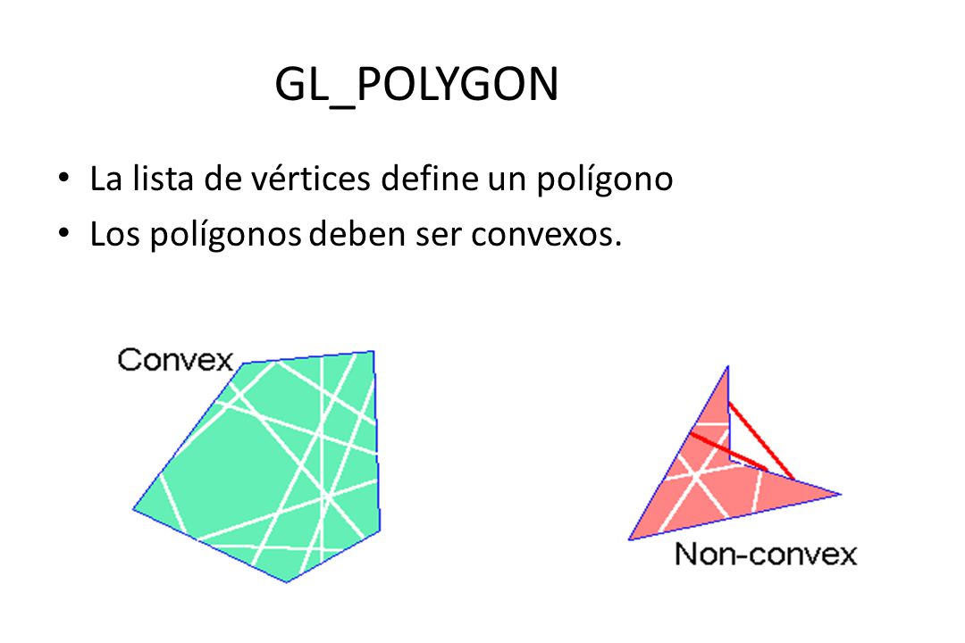 GL_POLYGON La lista de vértices define un polígono