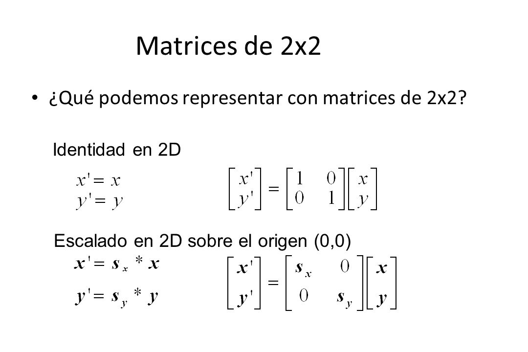 Matrices de 2x2 ¿Qué podemos representar con matrices de 2x2