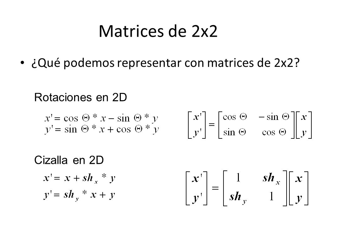 Matrices de 2x2 ¿Qué podemos representar con matrices de 2x2