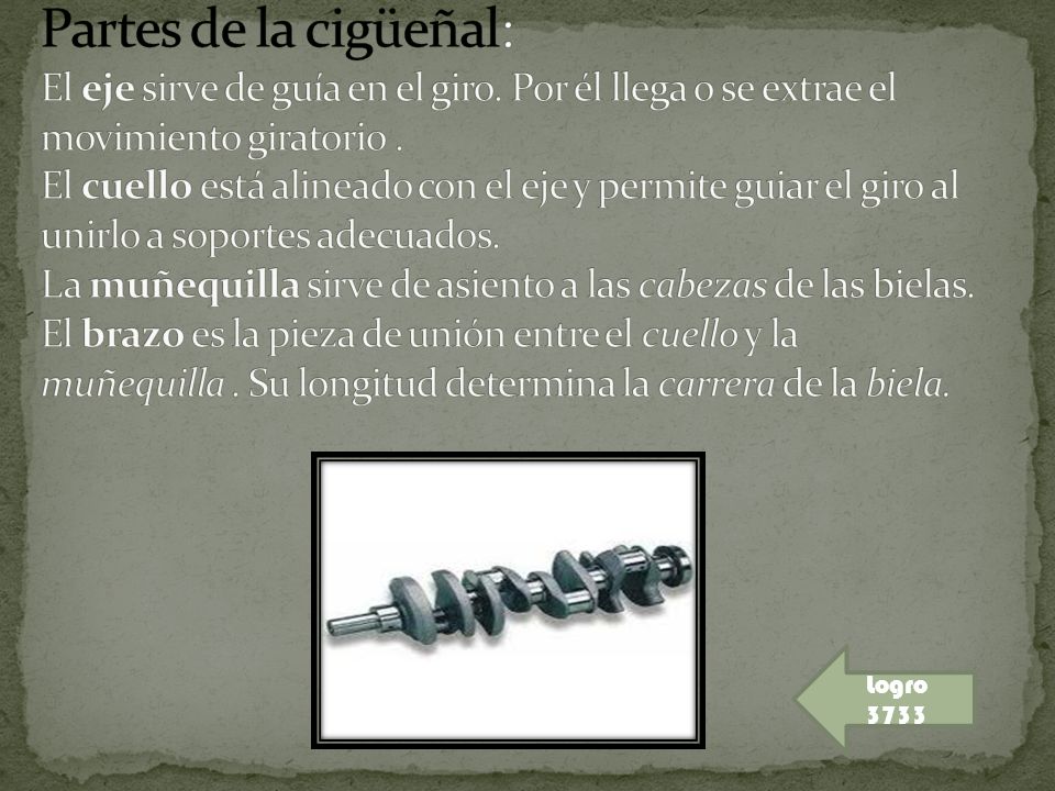 Partes de la cigüeñal: El eje sirve de guía en el giro