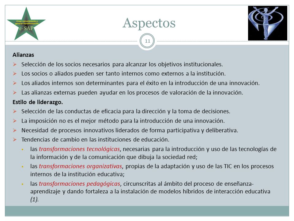 Aspectos Alianzas. Selección de los socios necesarios para alcanzar los objetivos institucionales.