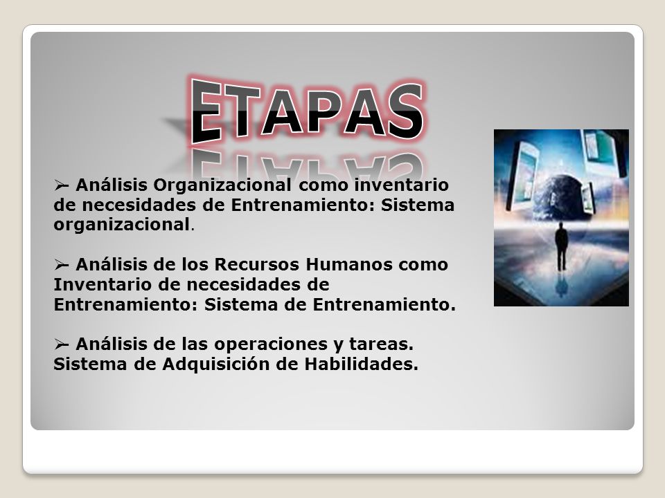 ETAPAS - Análisis Organizacional como inventario de necesidades de Entrenamiento: Sistema organizacional.