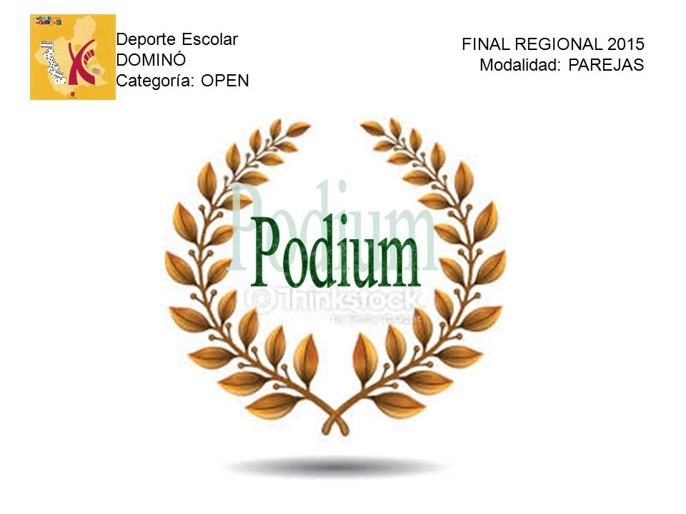 Podium Deporte Escolar DOMINÓ FINAL REGIONAL 2015 Modalidad: PAREJAS