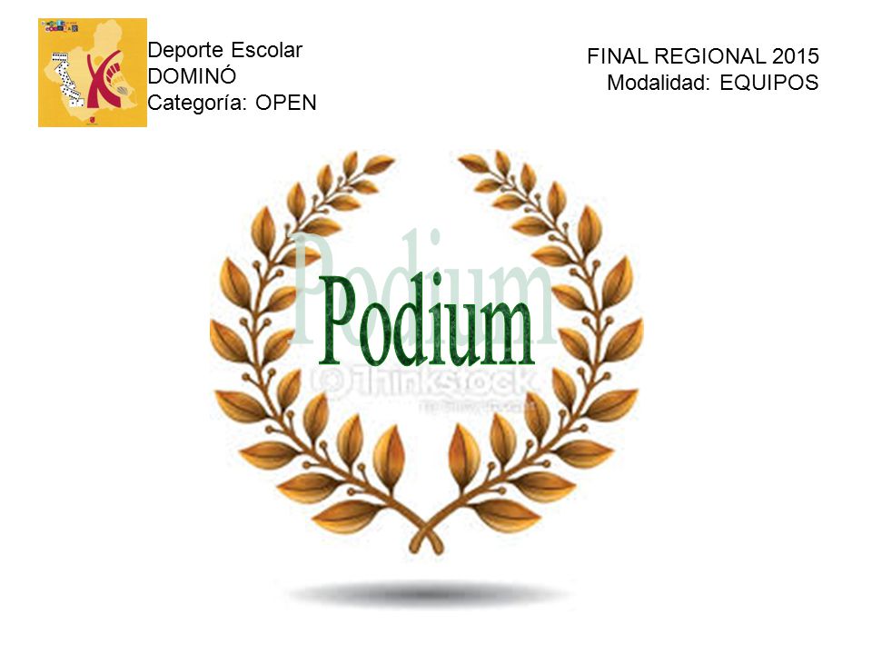 Podium Deporte Escolar DOMINÓ FINAL REGIONAL 2015 Modalidad: EQUIPOS