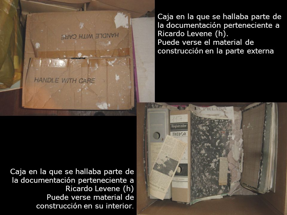 Caja en la que se hallaba parte de la documentación perteneciente a