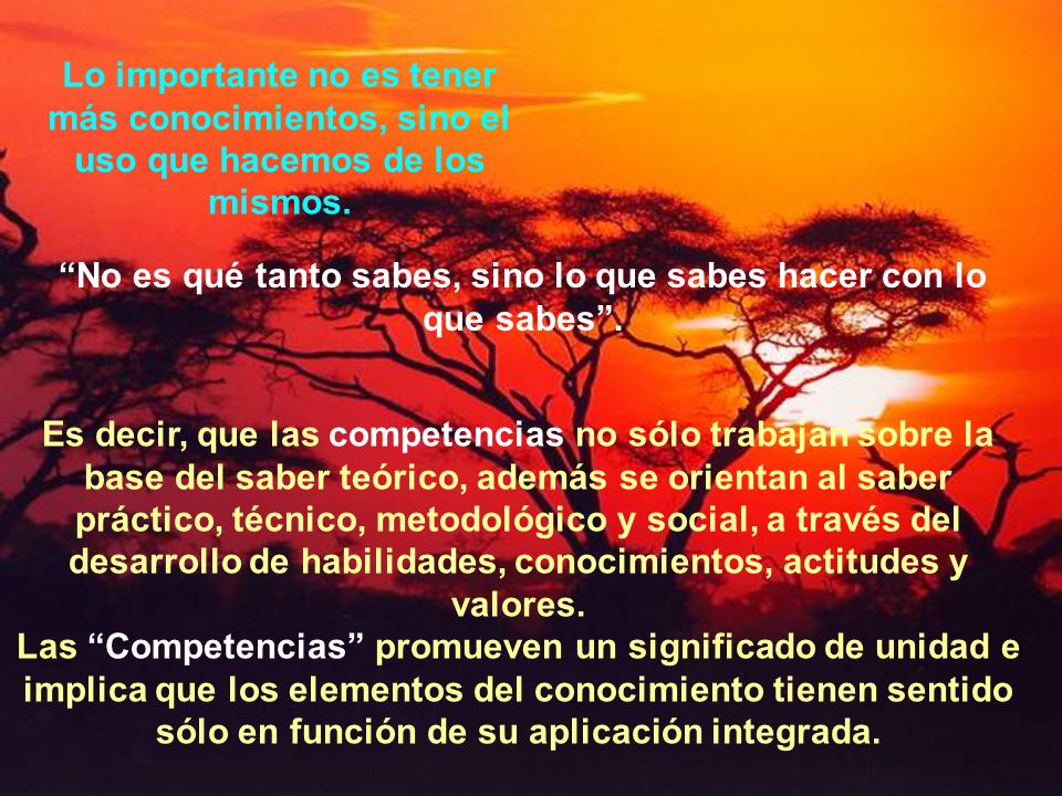 No es qué tanto sabes, sino lo que sabes hacer con lo que sabes .