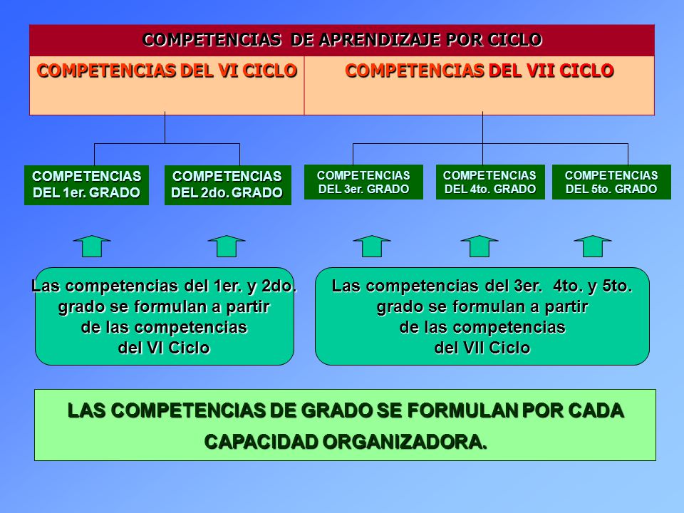 LAS COMPETENCIAS DE GRADO SE FORMULAN POR CADA CAPACIDAD ORGANIZADORA.
