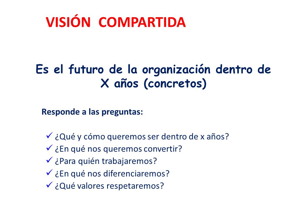 Es el futuro de la organización dentro de X años (concretos)