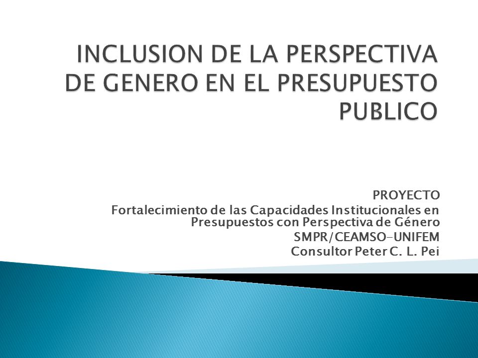 INCLUSION DE LA PERSPECTIVA DE GENERO EN EL PRESUPUESTO PUBLICO