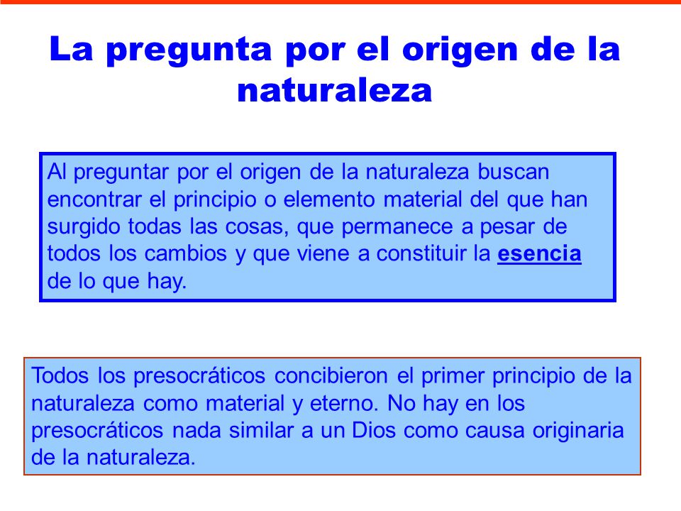 La pregunta por el origen de la naturaleza