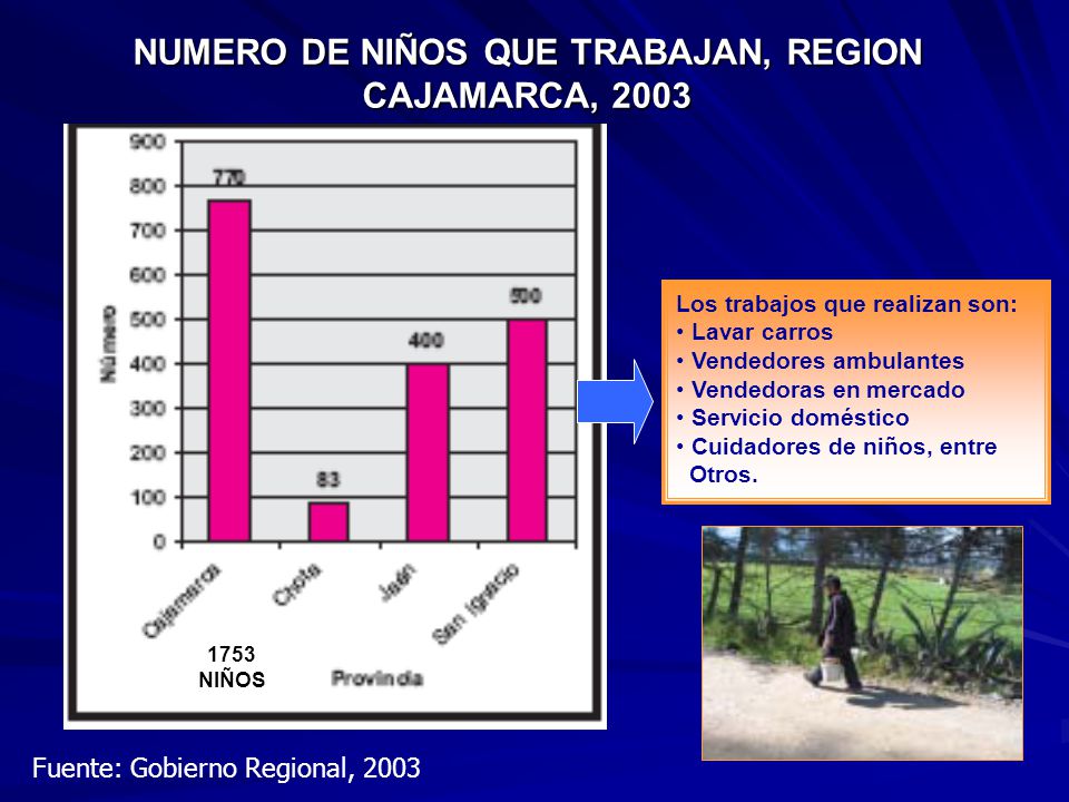 NUMERO DE NIÑOS QUE TRABAJAN, REGION CAJAMARCA, 2003