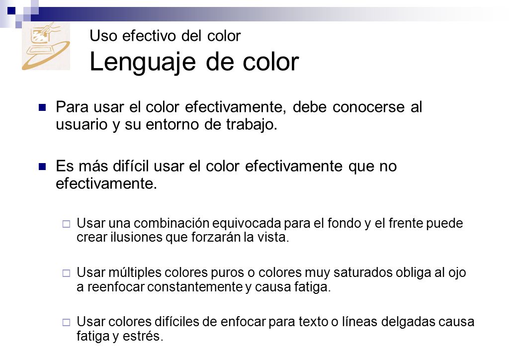 Uso efectivo del color Lenguaje de color