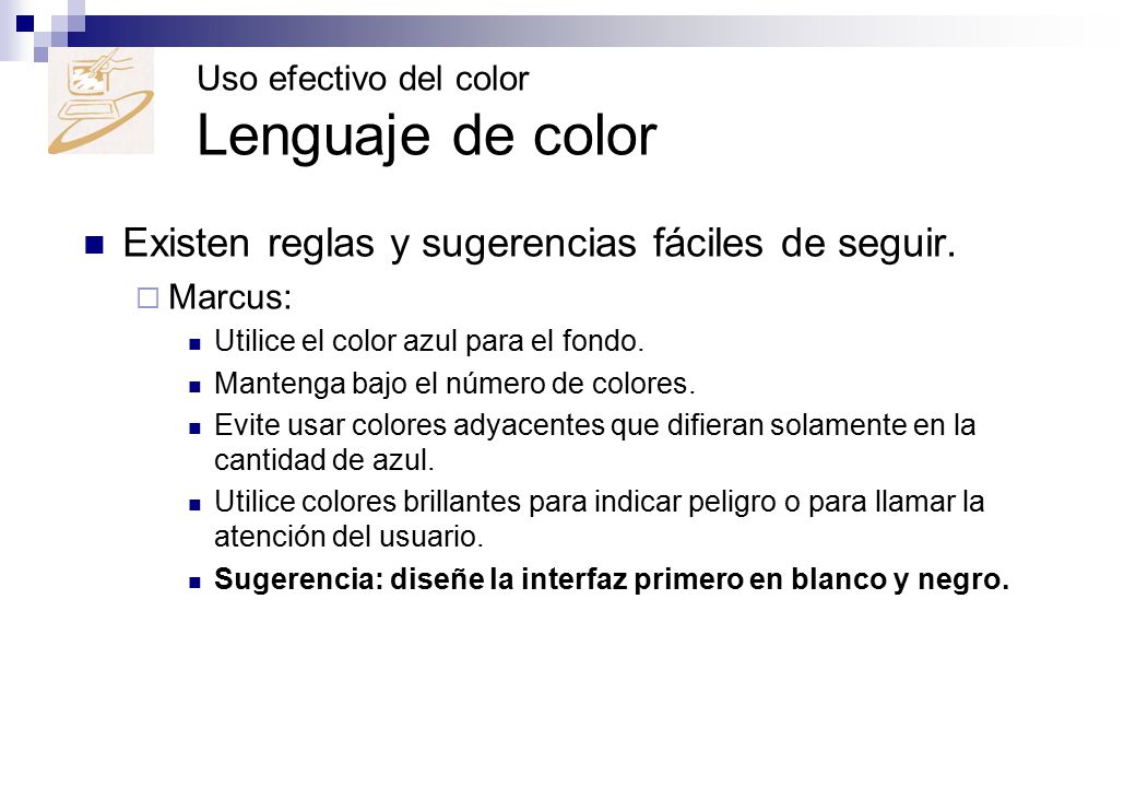 Uso efectivo del color Lenguaje de color