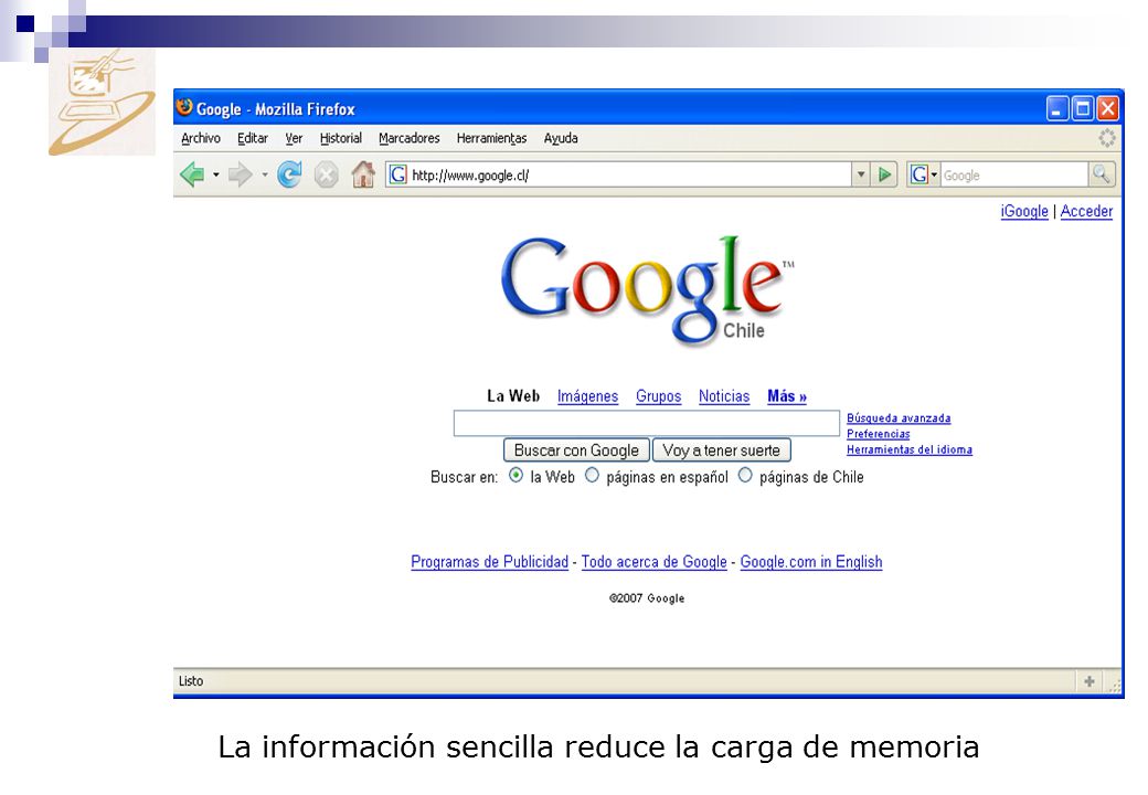 La información sencilla reduce la carga de memoria