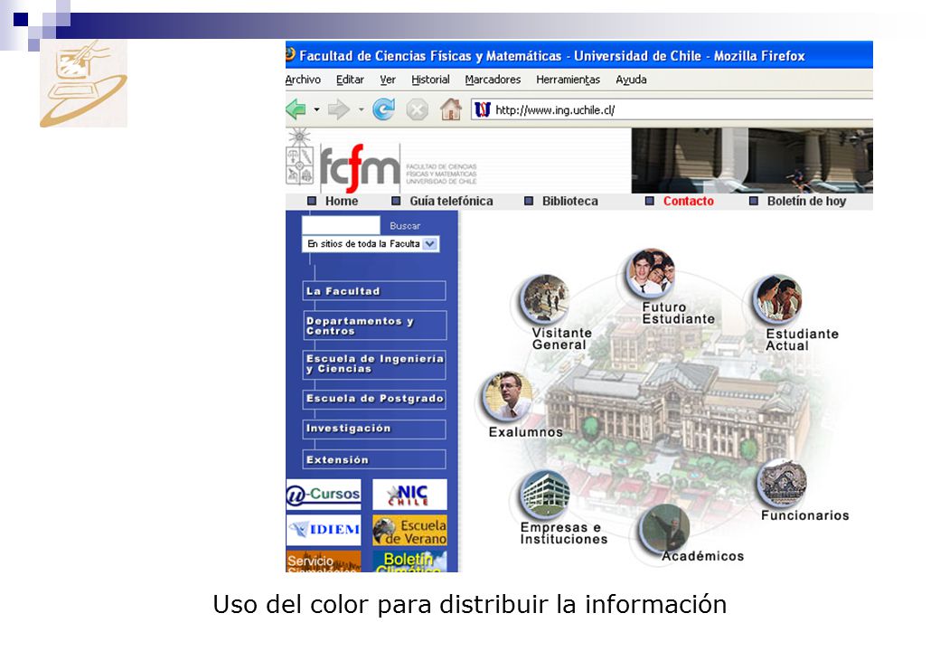 Uso del color para distribuir la información