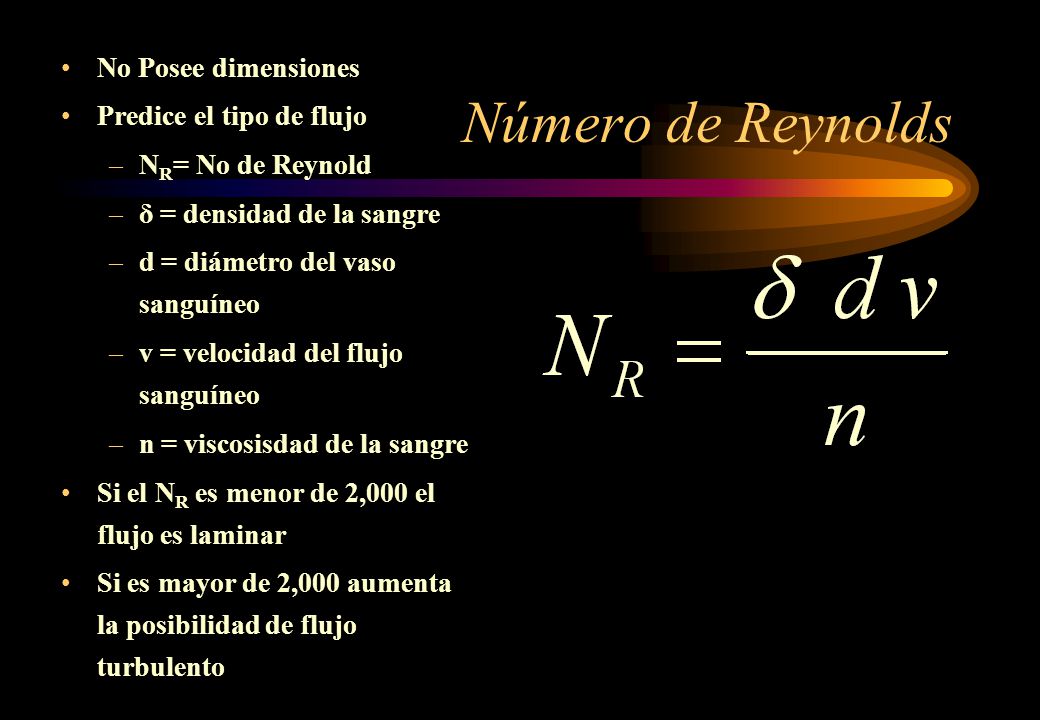 Número de Reynolds No Posee dimensiones Predice el tipo de flujo