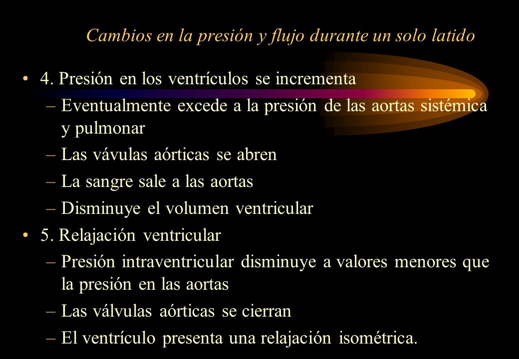 Cambios en la presión y flujo durante un solo latido