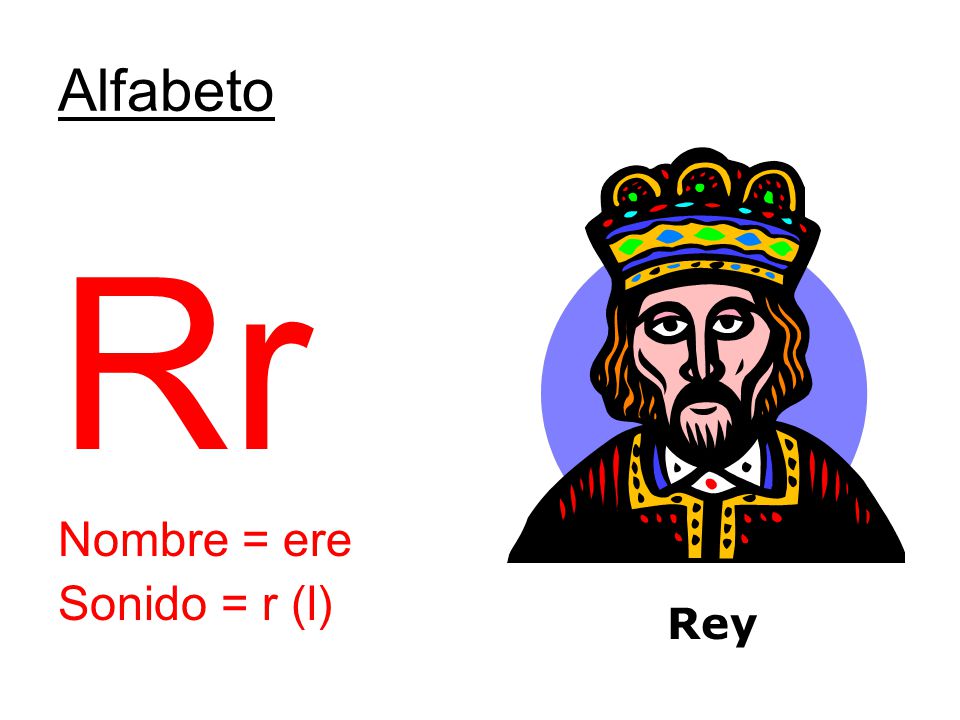 Alfabeto Rr Nombre = ere Sonido = r (l) Rey
