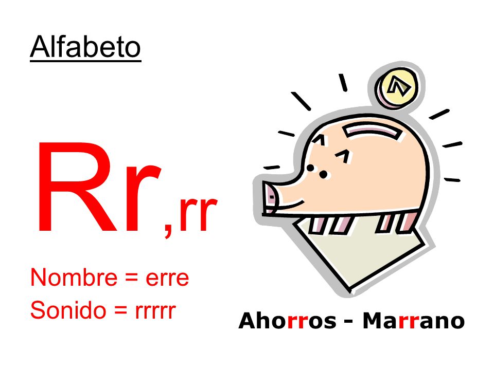 Alfabeto Rr,rr Nombre = erre Sonido = rrrrr Ahorros - Marrano