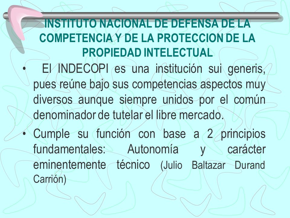INSTITUTO NACIONAL DE DEFENSA DE LA COMPETENCIA Y DE LA PROTECCION DE LA PROPIEDAD INTELECTUAL