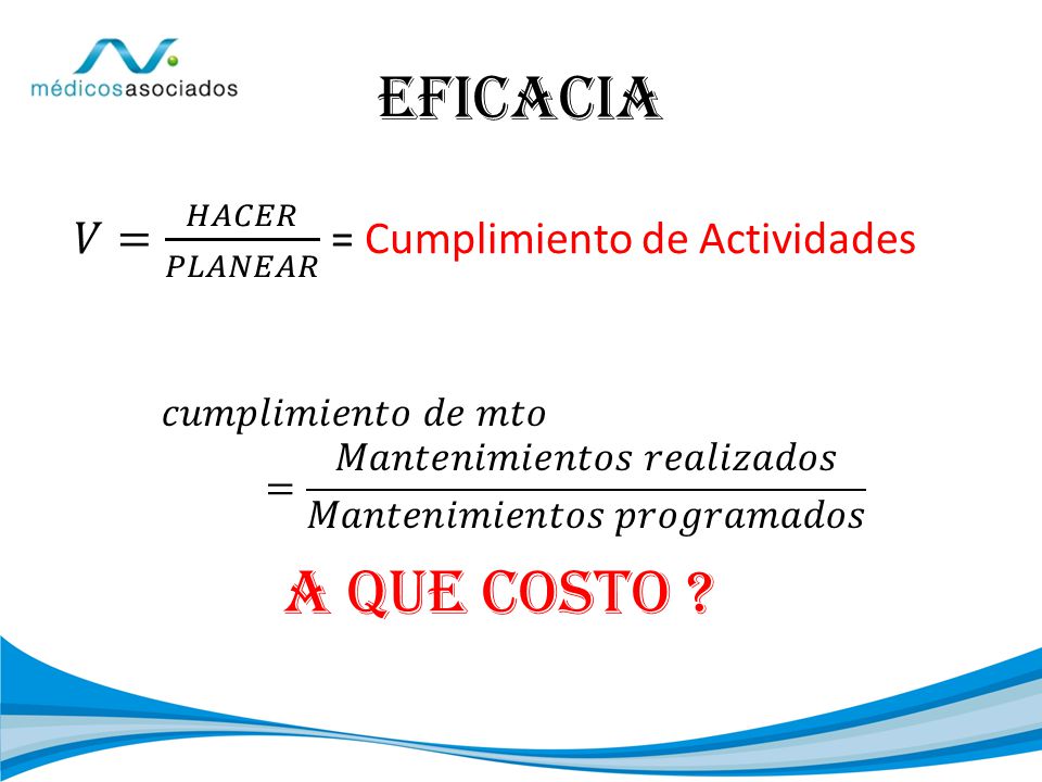 EFICACIA A QUE COSTO 𝑉= 𝐻𝐴𝐶𝐸𝑅 𝑃𝐿𝐴𝑁𝐸𝐴𝑅 = Cumplimiento de Actividades