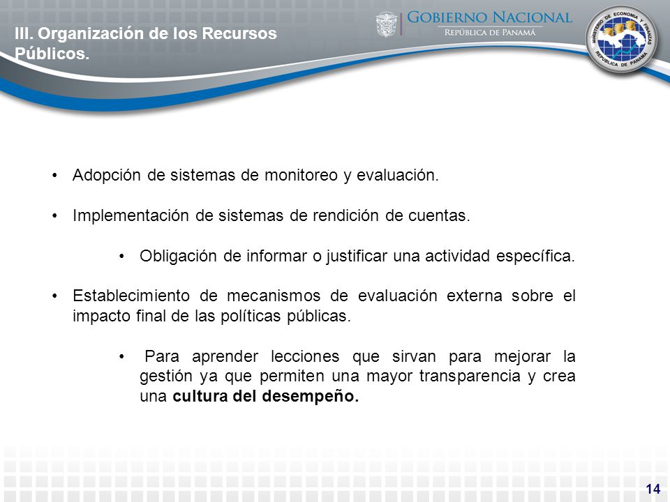 III. Organización de los Recursos Públicos.