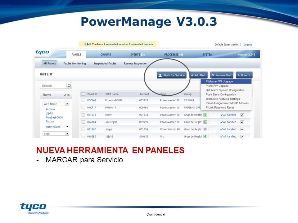 PowerManage V3.0.3 NUEVA HERRAMIENTA EN PANELES MARCAR para Servicio