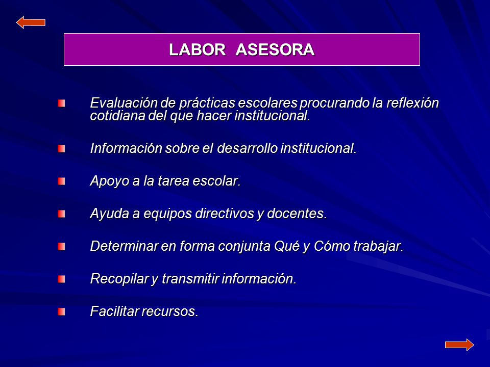 LABOR ASESORA Evaluación de prácticas escolares procurando la reflexión cotidiana del que hacer institucional.