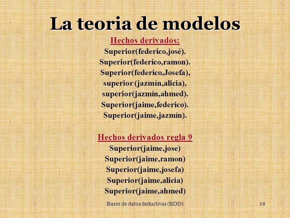 La teoria de modelos Hechos derivados: Hechos derivados regla 9