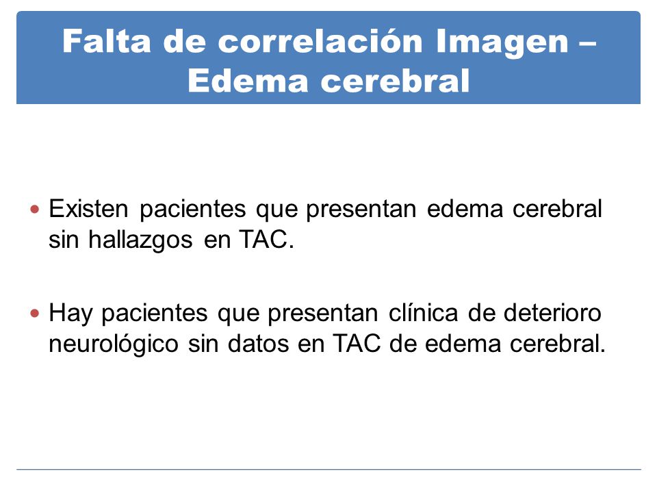 Falta de correlación Imagen – Edema cerebral