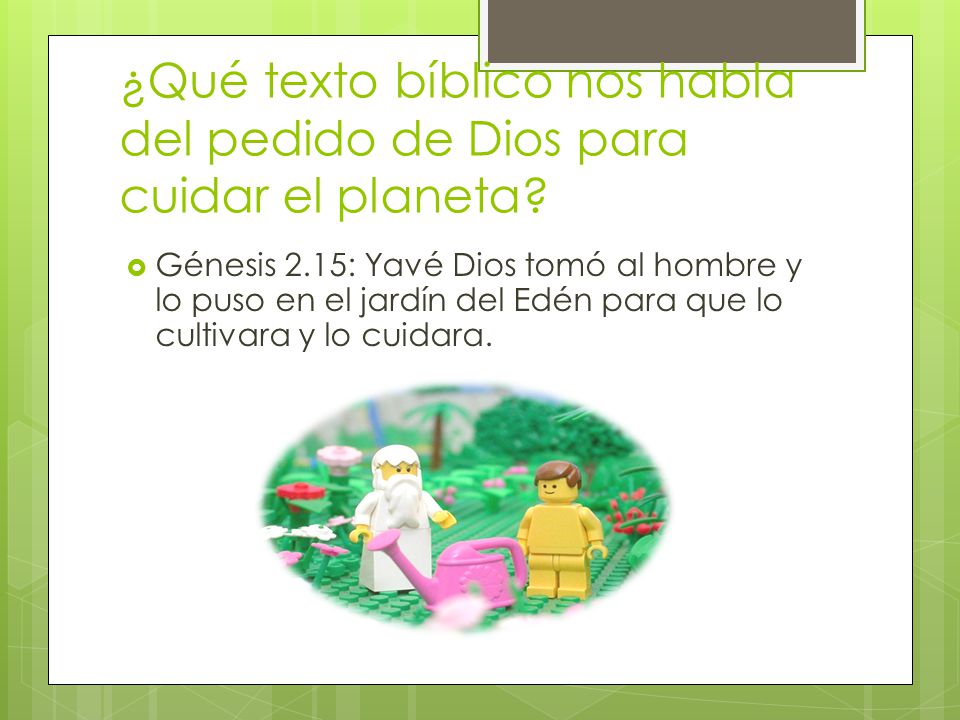 ¿Qué texto bíblico nos habla del pedido de Dios para cuidar el planeta