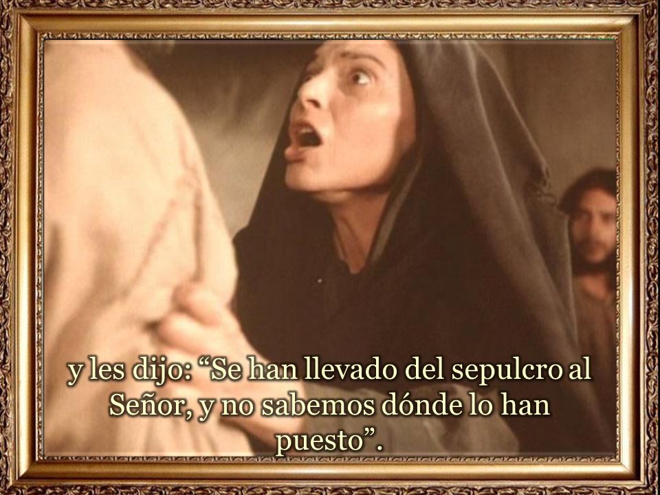 y les dijo: Se han llevado del sepulcro al Señor, y no sabemos dónde lo han puesto .