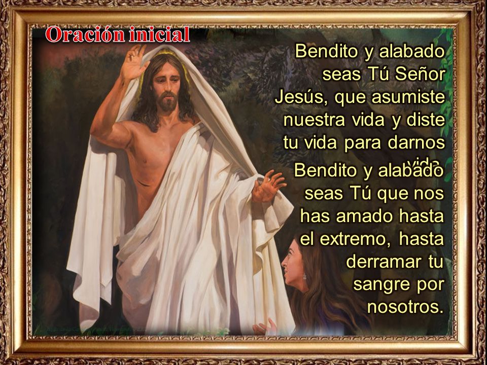 Oración inicial Bendito y alabado seas Tú Señor Jesús, que asumiste nuestra vida y diste tu vida para darnos vida.